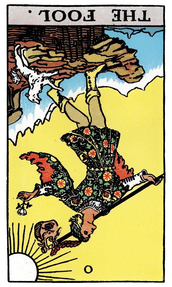 Carte de tarot Le Fou inversée