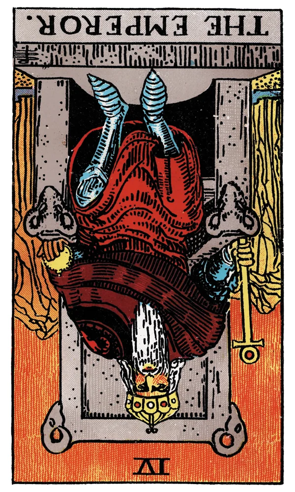 Carte de tarot L'Empereur inversée
