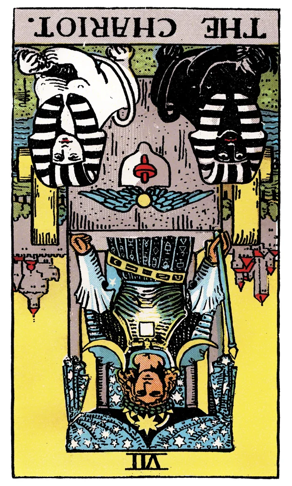 Carte de tarot Le Chariot inversée