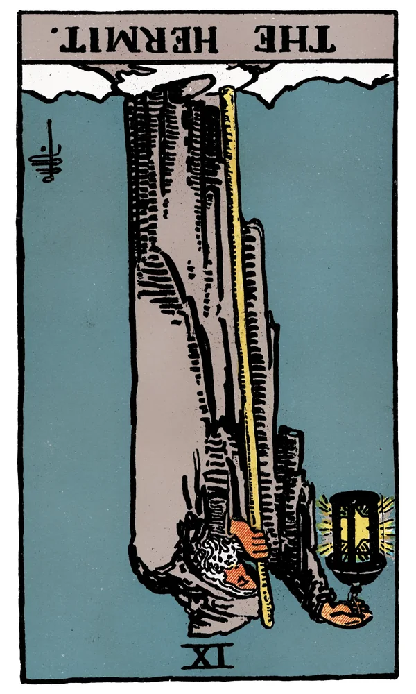 Carte de tarot L'Hermite inversée