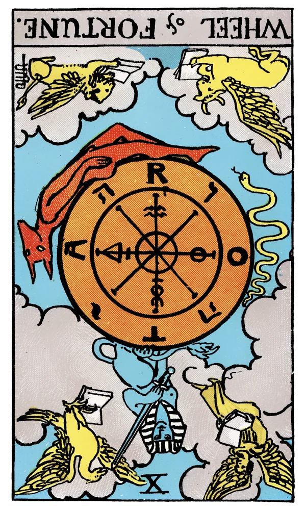 Carte de tarot La Roue de Fortune inversée
