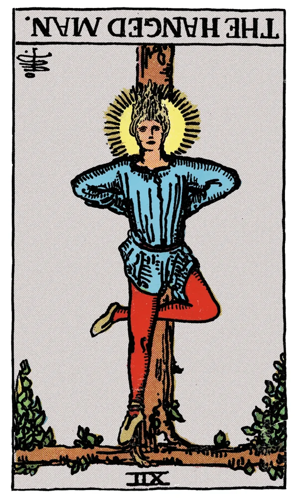 Carte de tarot Le Pendu inversée