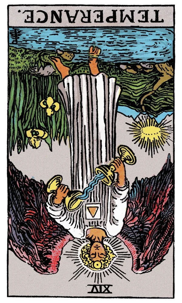 Carte de tarot La Tempérance inversée