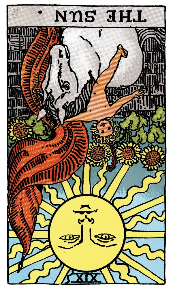 Carte de tarot Le Soleil inversée