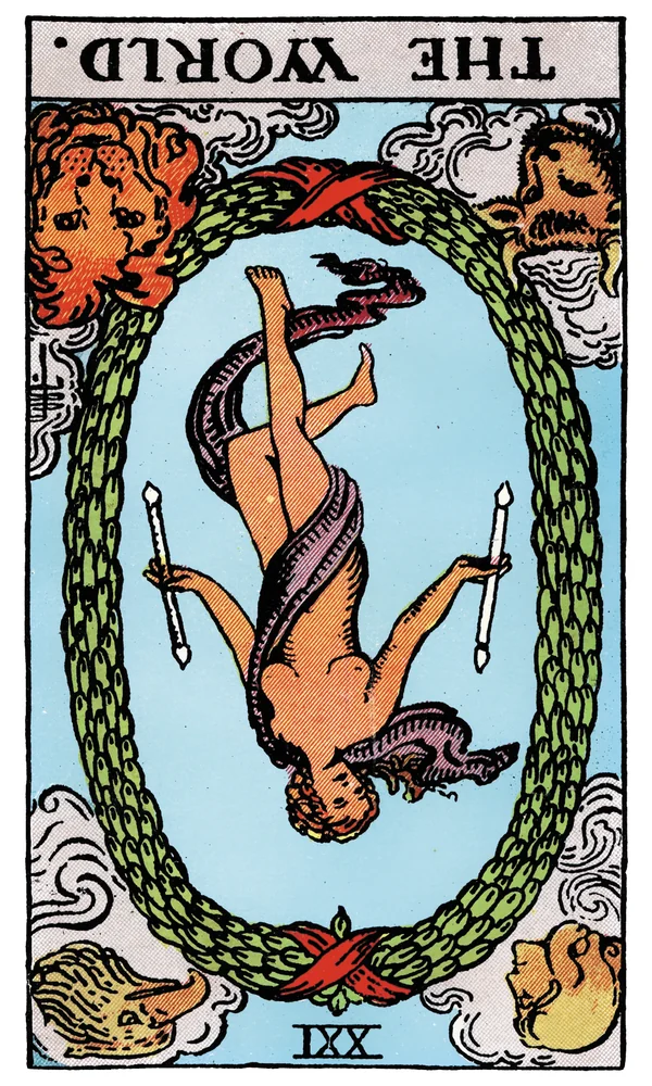 Carte de tarot Le Monde inversée