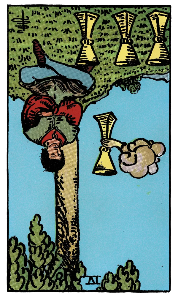 Carte de tarot Quatre de Coupes inversée