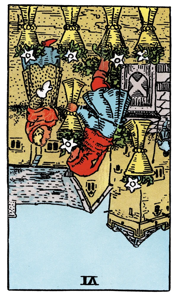 Carte de tarot Six de Coupes inversée