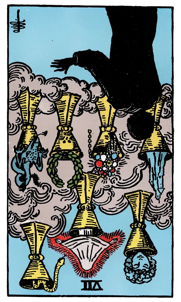 Carte de tarot Sept de Coupes inversée