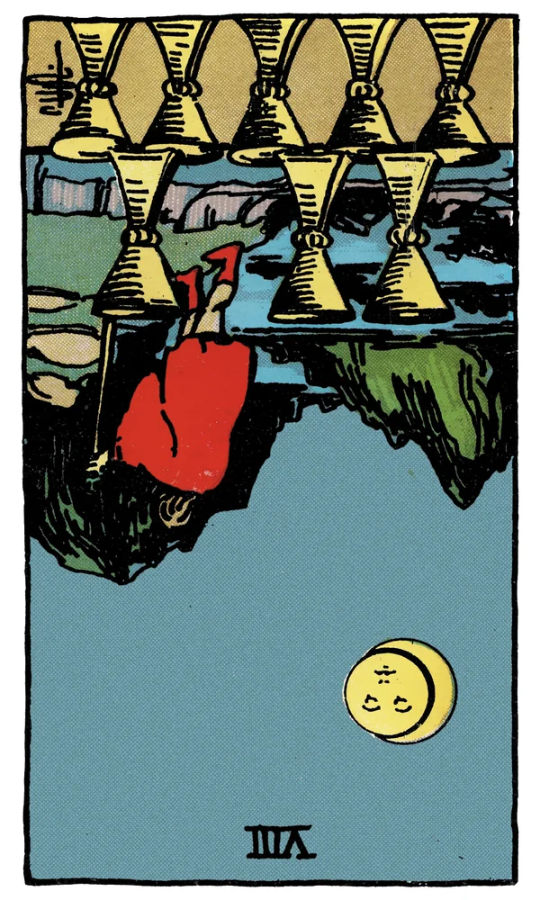 Carte de tarot Huit de Coupes inversée