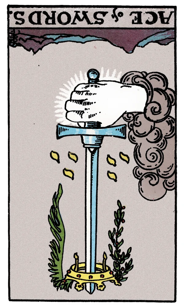 Carte de tarot As d'Épées inversée