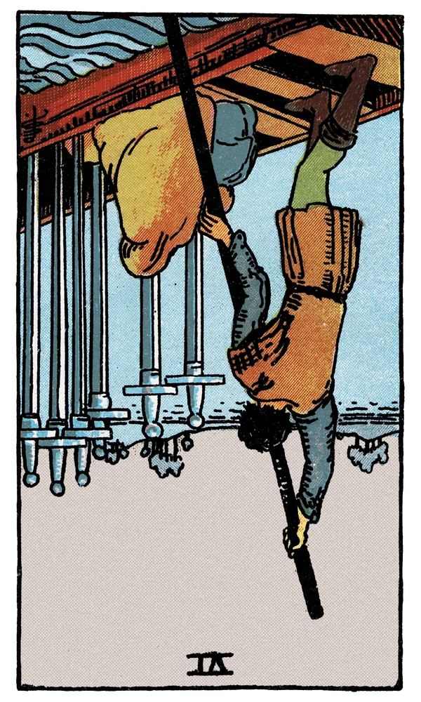 Carte de tarot Six d'Épées inversée