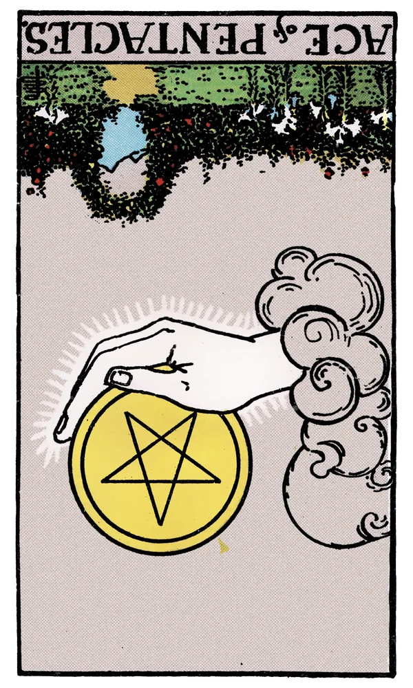 Carte de tarot As de Deniers inversée