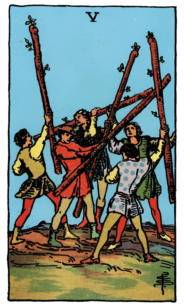Carte de tarot Cinq de Bâtons