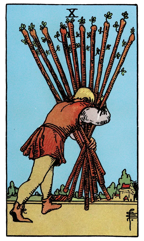 Carte de tarot Dix de Bâtons