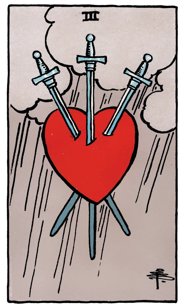 Carte de tarot Trois d'Épées