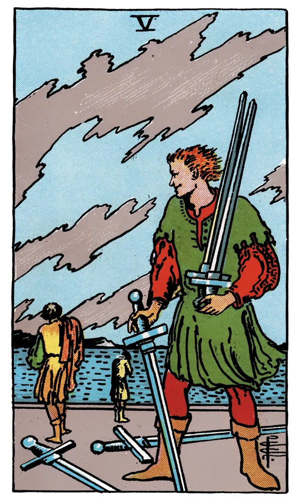Carte de tarot Cinq d'Épées
