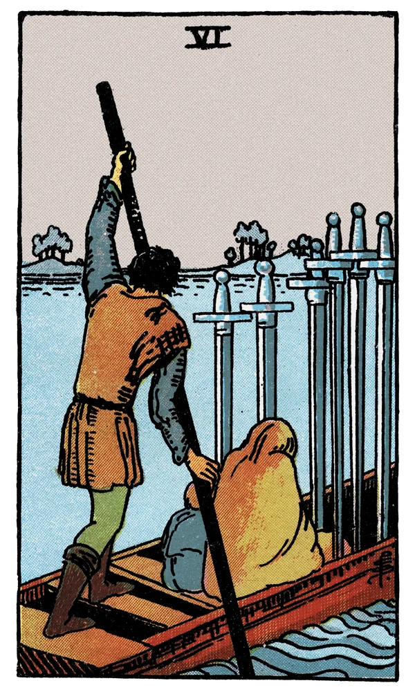 Carte de tarot Six d'Épées