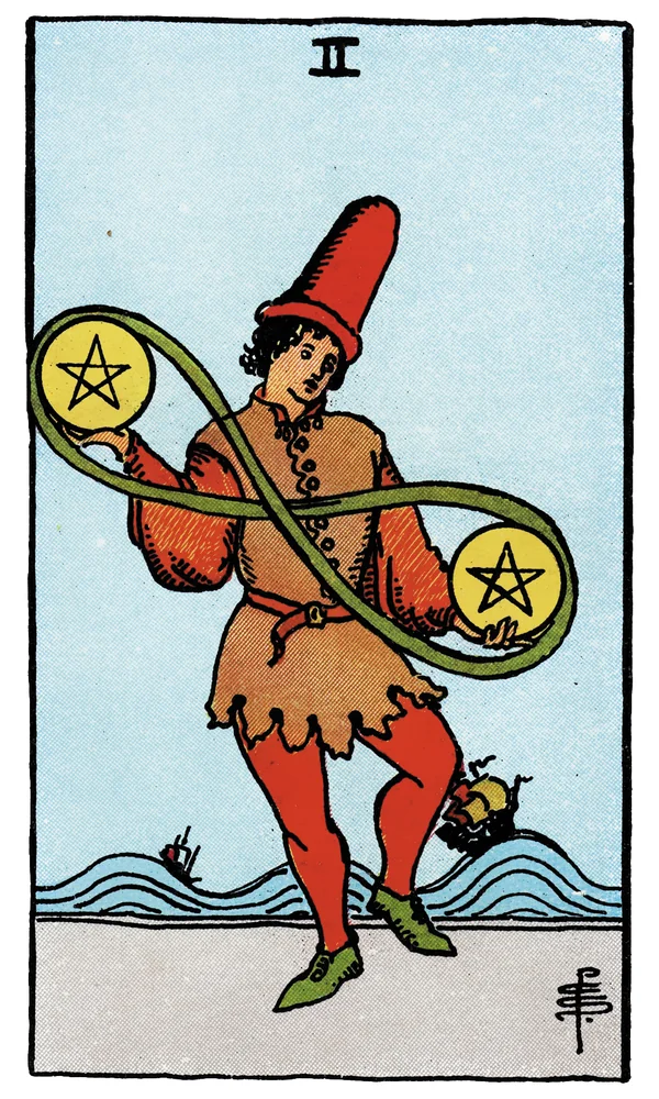Carte de tarot Deux de Deniers