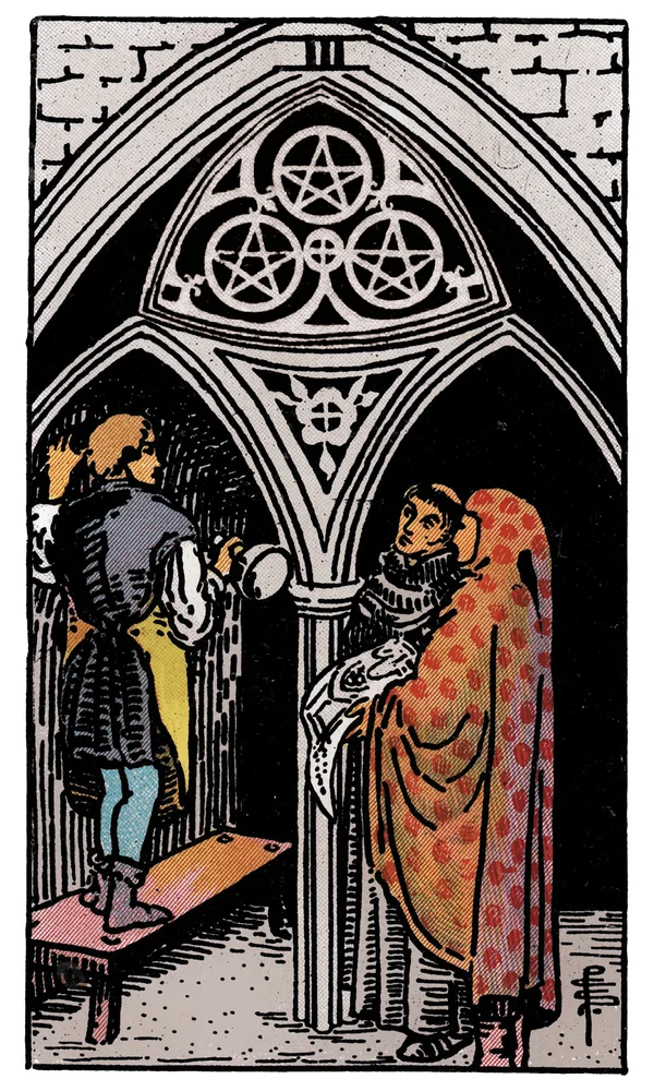 Carte de tarot Trois de Deniers