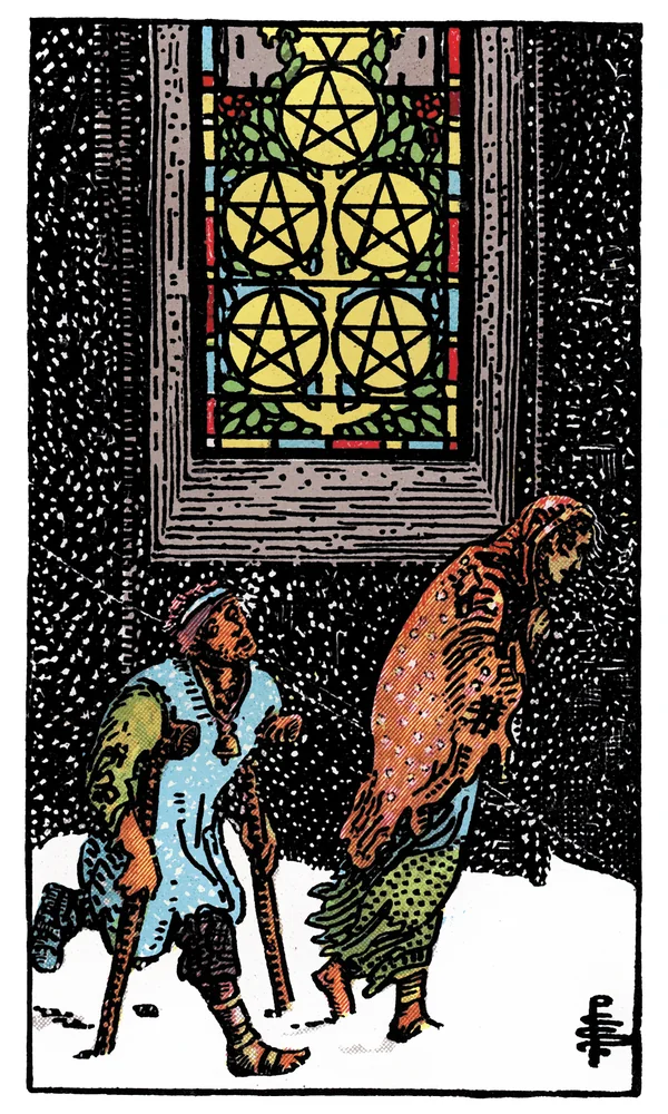 Carte de tarot Cinq de Deniers