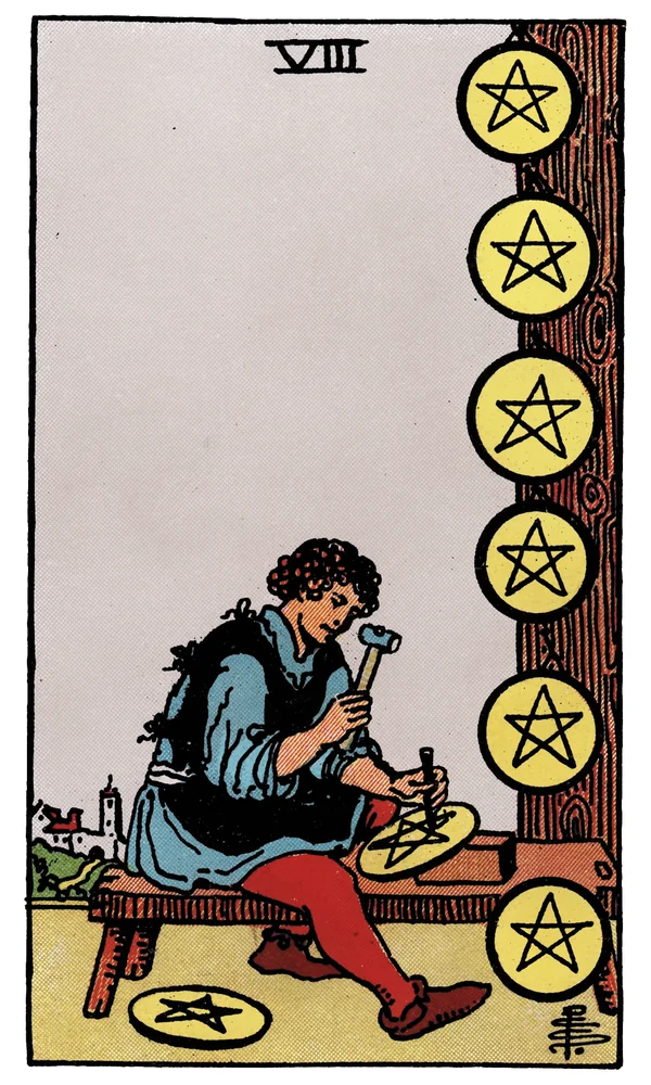Carte de tarot Huit de Deniers
