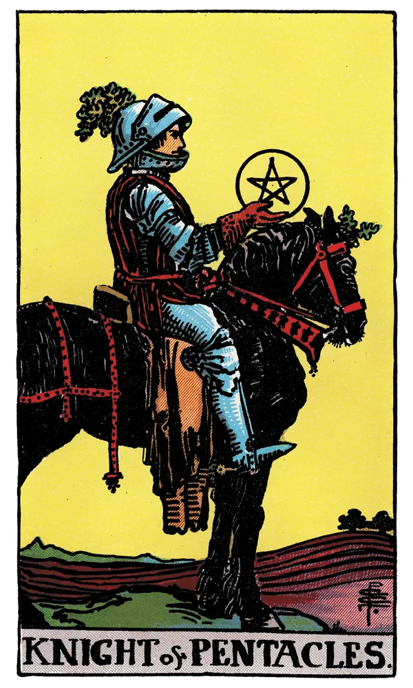 Carte de tarot Cavalier de Deniers